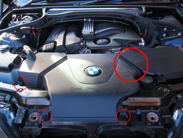Removing BMW engine cover